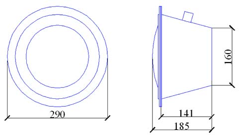 Габаритные и присоединительные размеры прожектора из нержавеющей стали Pahlen (300Вт, 12В) (универсальный)