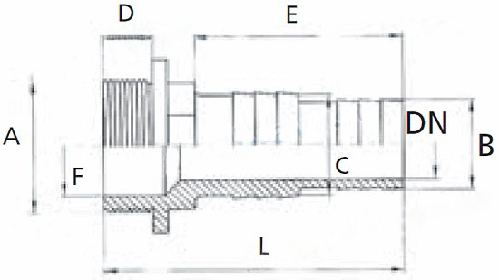 Габаритные размеры адаптера для шланга Coraplax (д. 38-32, с резьбой 1 1/2")схема