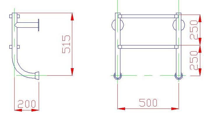 Габаритные размеры лестницы Flexinox ESC-PT (Two-Pieces) (2 ступени, без поручней)