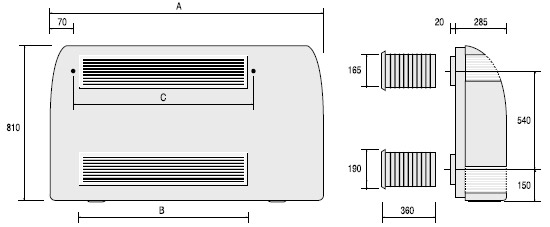 Габаритные размеры осушителя воздуха PSA SIROCCO-80 (3,4 л/ч) 1