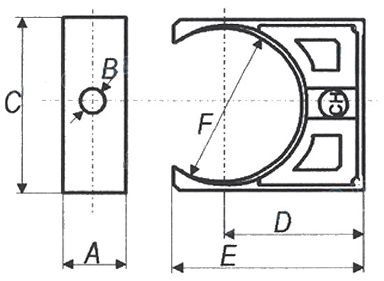 Габаритные размеры держателя труб Coraplax (д. 50):