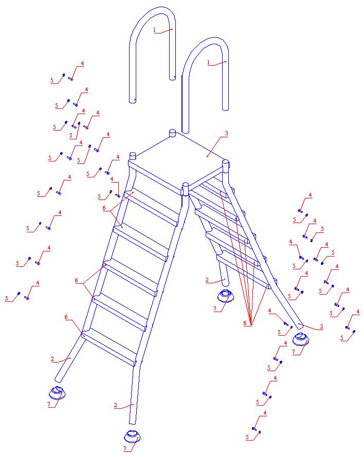 Комплектация лестницы Flexinox ESC PN (3+3 ступени)