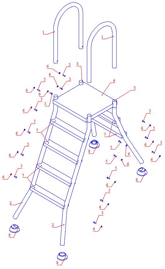 Комплектация лестницы Flexinox ESC PNS (2+4 ступени):